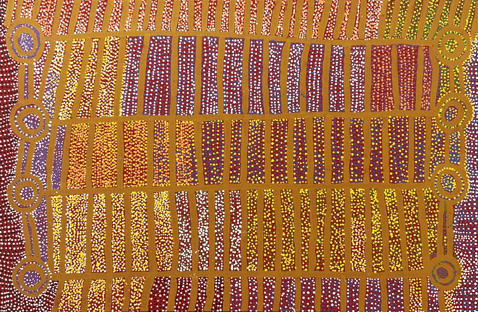 Ngapa Jukurrpa (Water Dreaming) - Puyurru - SJRES16424 by Shorty Jangala Robertson