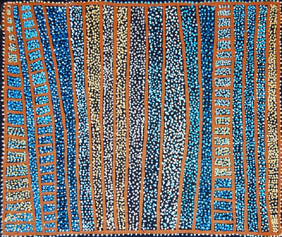 Ngapa Jukurrpa (Water Dreaming) - Puyurru - SJRWU4142/10 by Shorty Jangala Robertson