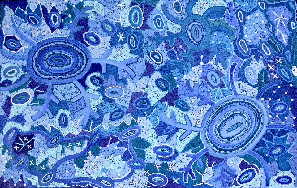 Pikilyi Jukurrpa (Vaughan Springs Dreaming) - TNHWU1138/17 by Theo (Faye) Nangala Hudson