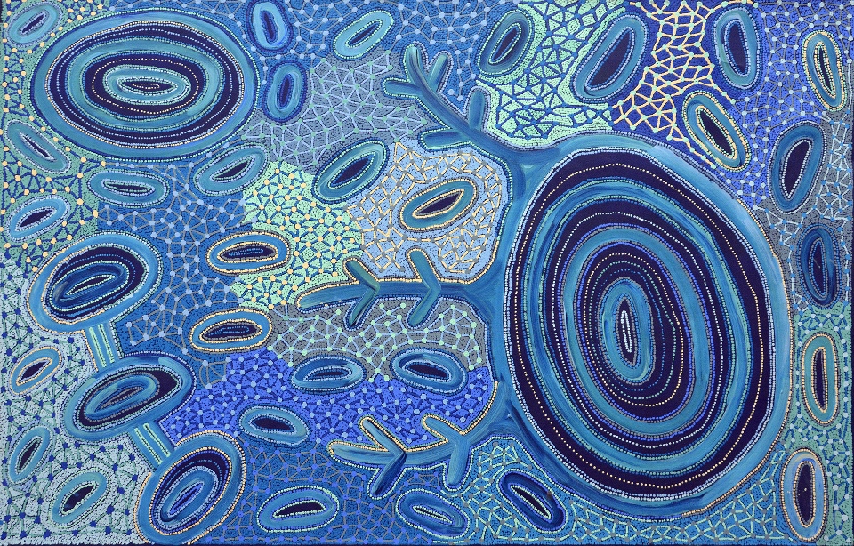 Warlukurlangu Jukurrpa (Fire Country Dreaming) - TNHWU649/18ny by Theo (Faye) Nangala Hudson