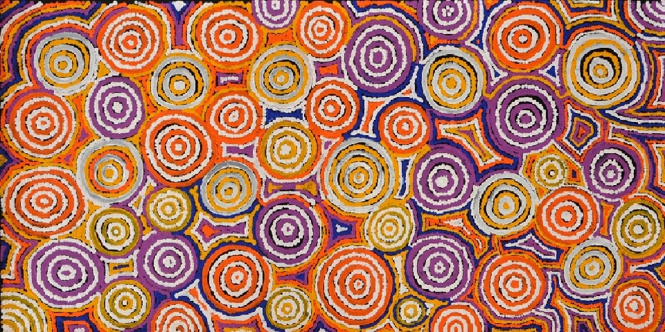 Ngapa Jukurrpa (Water Dreaming) - Puyurru - TNMWU348/14ny by Tina Napangardi Martin Robertson