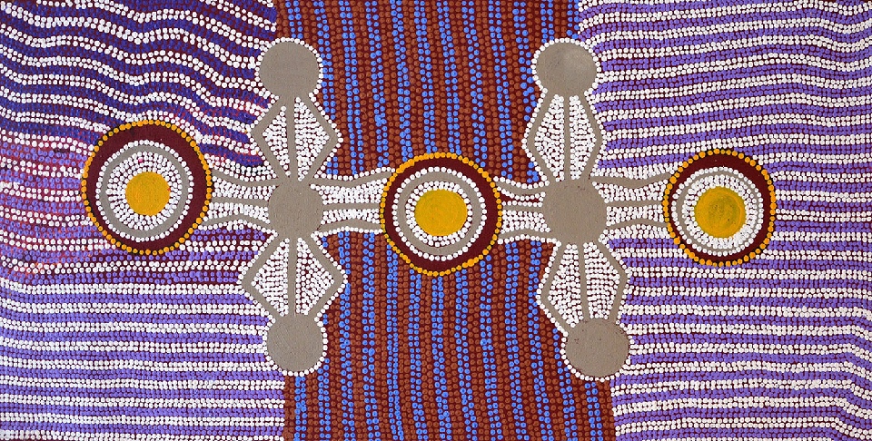 Ngapa Jukurrpa (Water Dreaming) Puyurru - TNMWU286/10ny by Tina Napangardi Martin Robertson