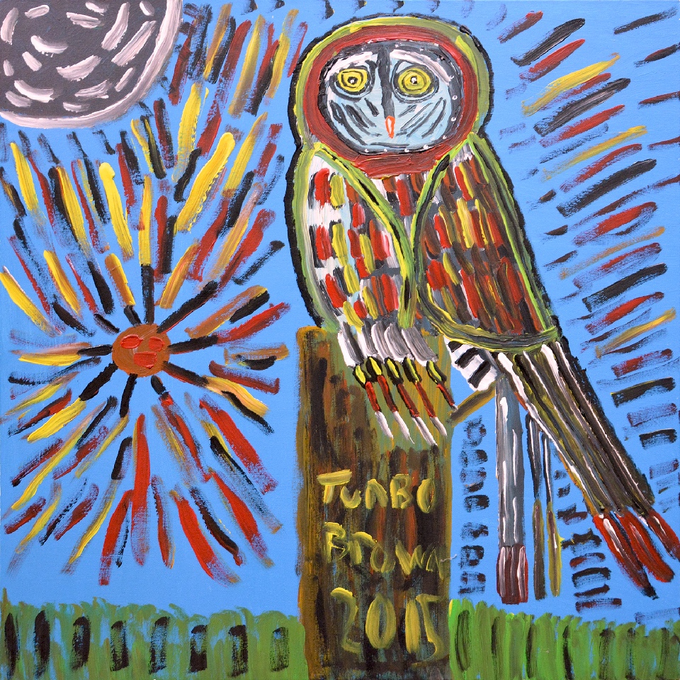 Owl On A Fence Post - TTBU13662 by Trevor Turbo Brown