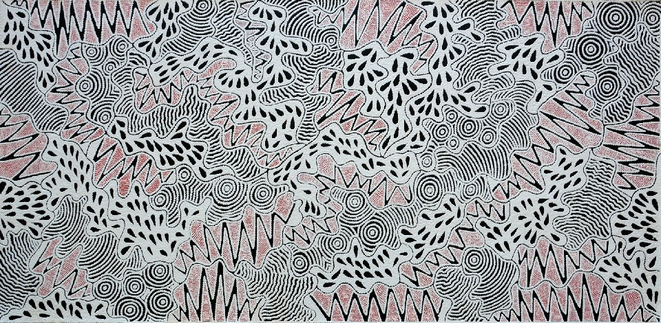 Pikilyi Jukurrpa (Vaughan Spring Dreaming) - UNHWU756/17ny by Ursula Napangardi Hudson