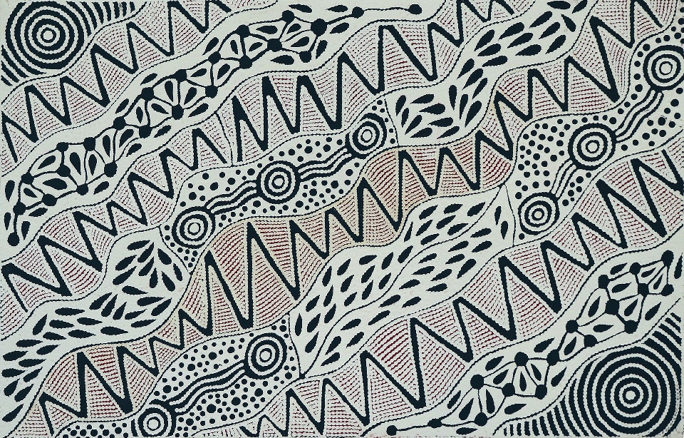 Pikilyi Jukurrpa (Vaughan Springs Dreaming) - UNHWU195/21 by Ursula Napangardi Hudson