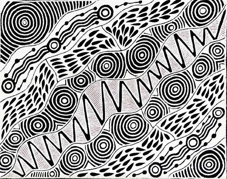 Pikilyi Jukurrpa (Vaughan Springs Dreaming) - UNHWU567/21ny by Ursula Napangardi Hudson