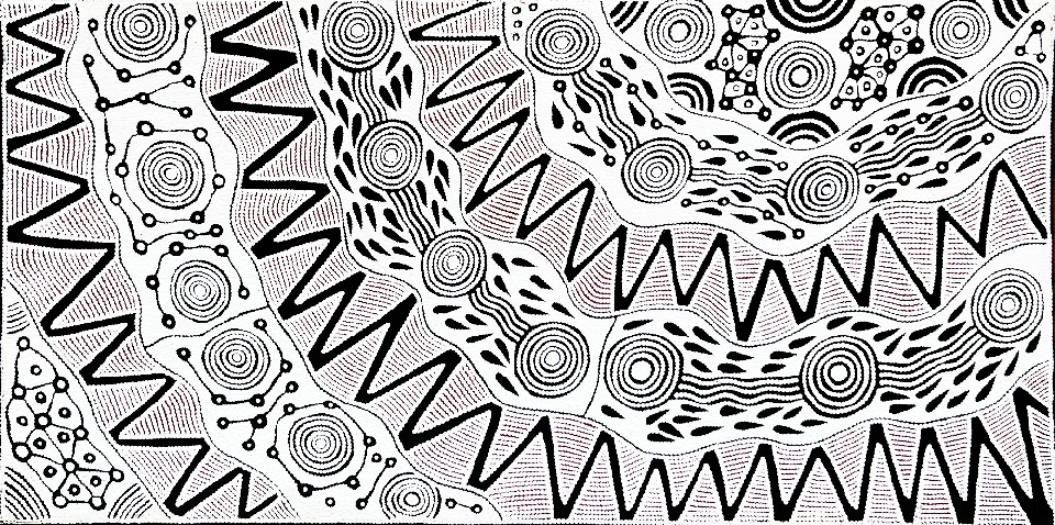 Pikilyi Jukurrpa (Vaughan Springs Dreaming) - UNHWU661/22ny by Ursula Napangardi Hudson