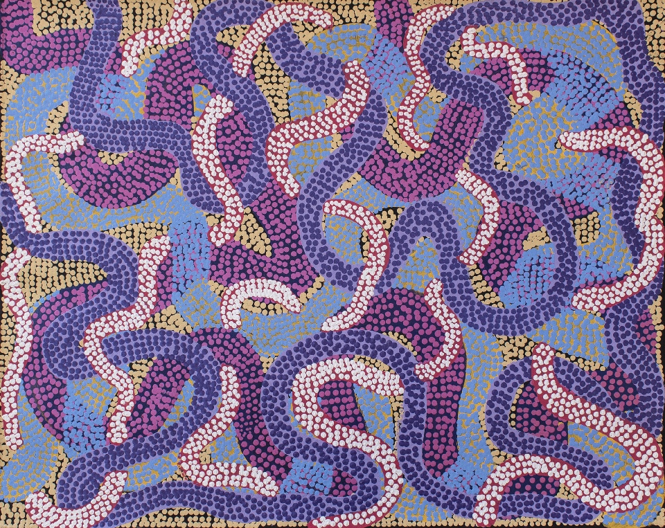 Warlukurlangu Jukurrpa (Fire country Dreaming) - VNPWU1059/24ny by Vanetta Nampijinpa Hudson