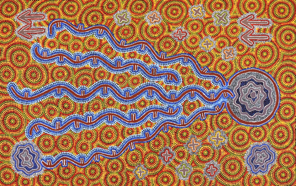 Ngapa Jukurrpa (Water Dreaming) - Wapurtali - VNKWU1721/22 by Vivienne Nakamarra Kelly