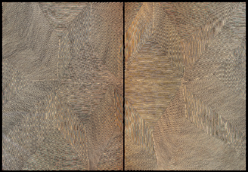 Wilkinkarra (diptych) - WARG0015 by Warlimpirrnga Tjapaltjarri