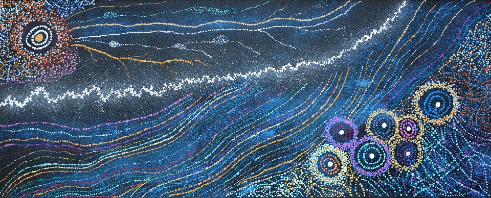 Yanjirlpirri or Napaljarri-Warnu Jukurrpa (Star or Seven Sisters Dreaming) - WNBWU3081/17 by Wendy Nungarraryi Brown