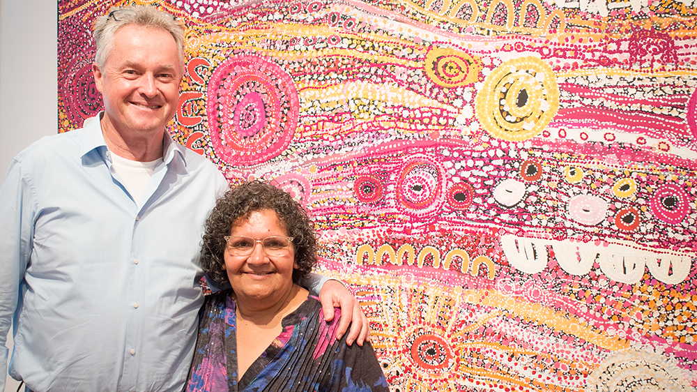 Geoff Henderson with artist Charmaine Pwerle