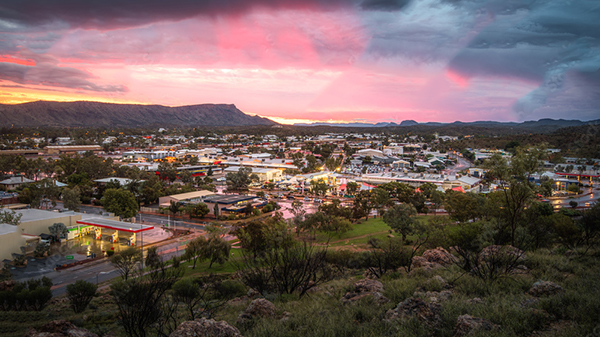 View of town from ANZAC Hill at sunset
