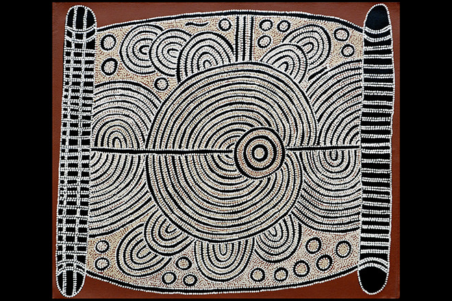 traditional Aboriginal dot painting depicting Gonna Dreaming