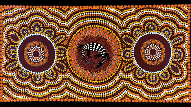 vibrant Aboriginal dot painting 